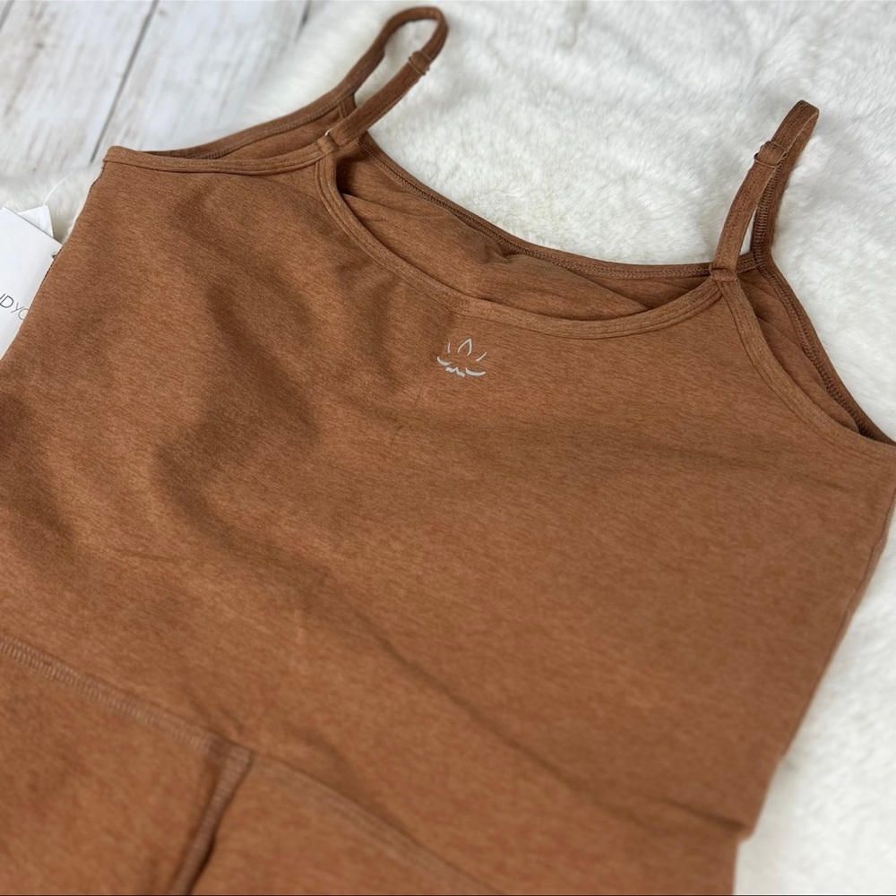 NWOT Beyond Yoga Uplevel Space Dye Midi Toffee Brown Stretch Jumpsuit Size M - Picture 5 of 8
